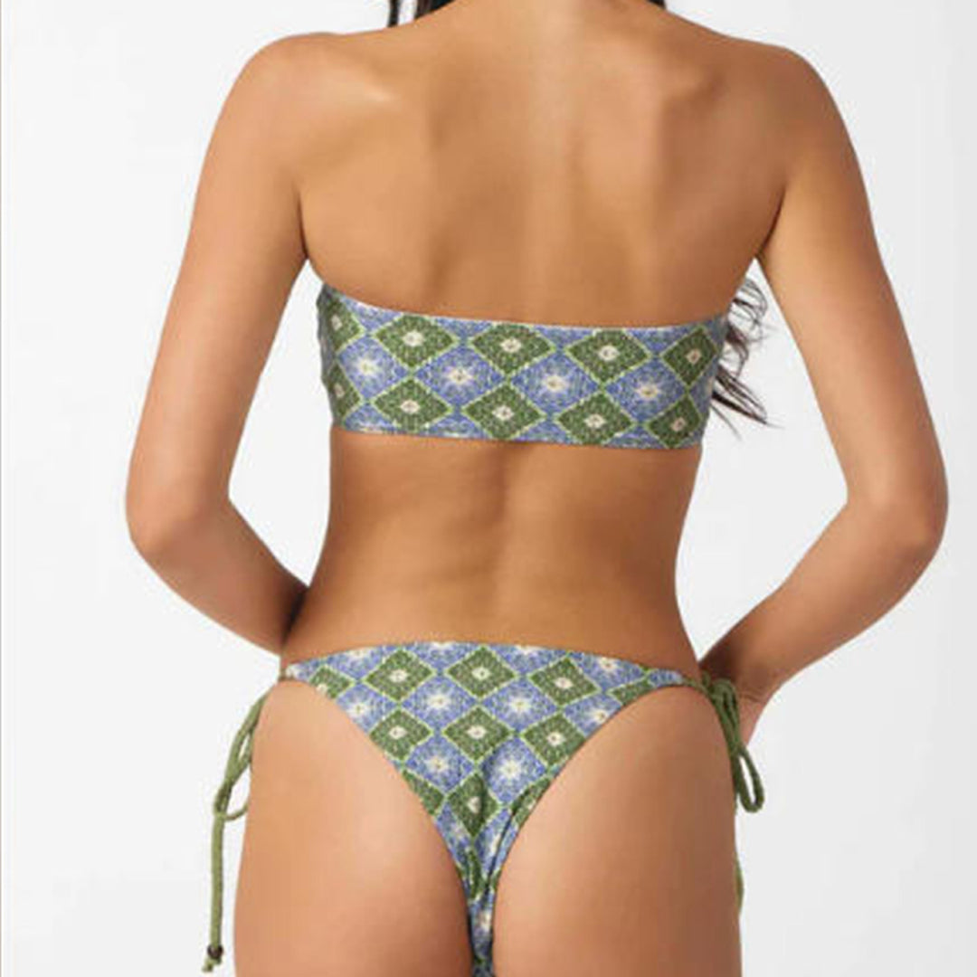 Damen Bandeau-Bikini mit raffinierten Knotendetails und floralem Muster EB