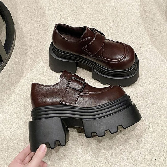 Damen Elegante Chunky Schuhe mit Schnallenverschluss und robuster Sohlenkonstruktion EB