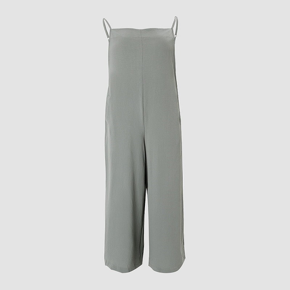 Damen Lässiger Jumpsuit mit weitem Bein und praktischen Taschen EB