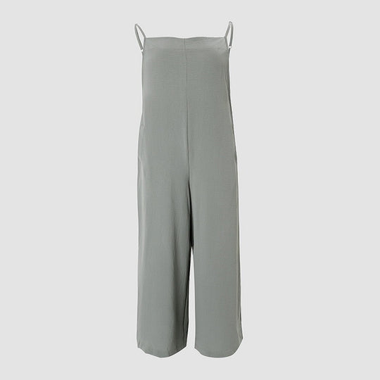 Damen Lässiger Jumpsuit mit weitem Bein und praktischen Taschen EB