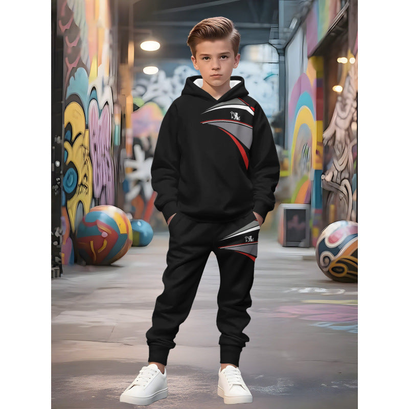 Unisex nan Kinder Jogginganzug mit Kapuzenpullover und detailreichem Auto-Print EB
