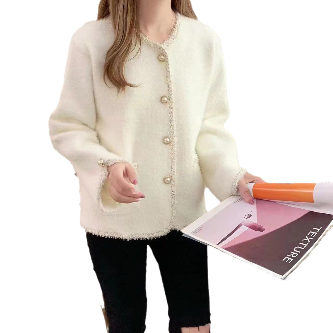 Damen Bouclé-Jacke mit eleganten Perlenknöpfen EB