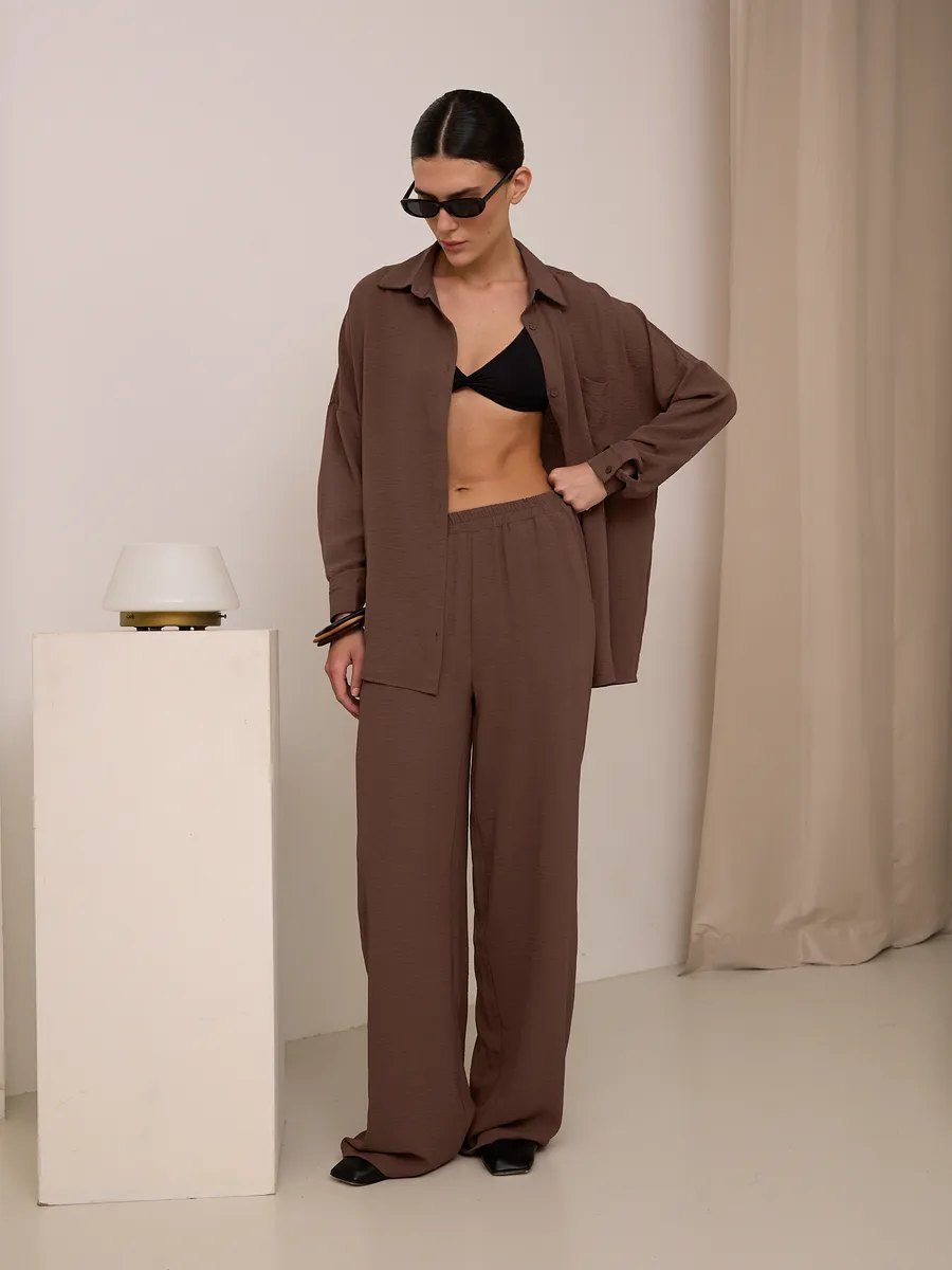 Damen lässige Bluse im Oversized-Stil mit Taschen EB