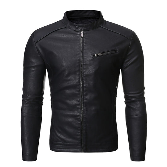 Herren elegante Motorradjacke mit modernem Stehkragen EB