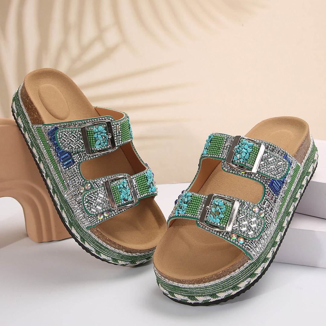 Damen Sandalen mit funkelnden Schmuckdetails und ergonomischer Fußbettung EB