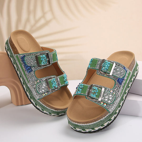 Damen Sandalen mit funkelnden Schmuckdetails und ergonomischer Fußbettung EB