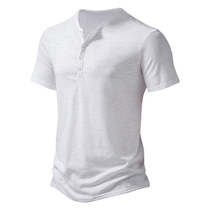 Herren Kurzarm Henley-T-Shirt mit Knopfleiste und atmungsaktivem Material EB