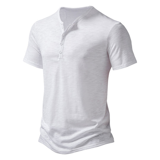 Herren Kurzarm Henley-T-Shirt mit Knopfleiste und atmungsaktivem Material EB