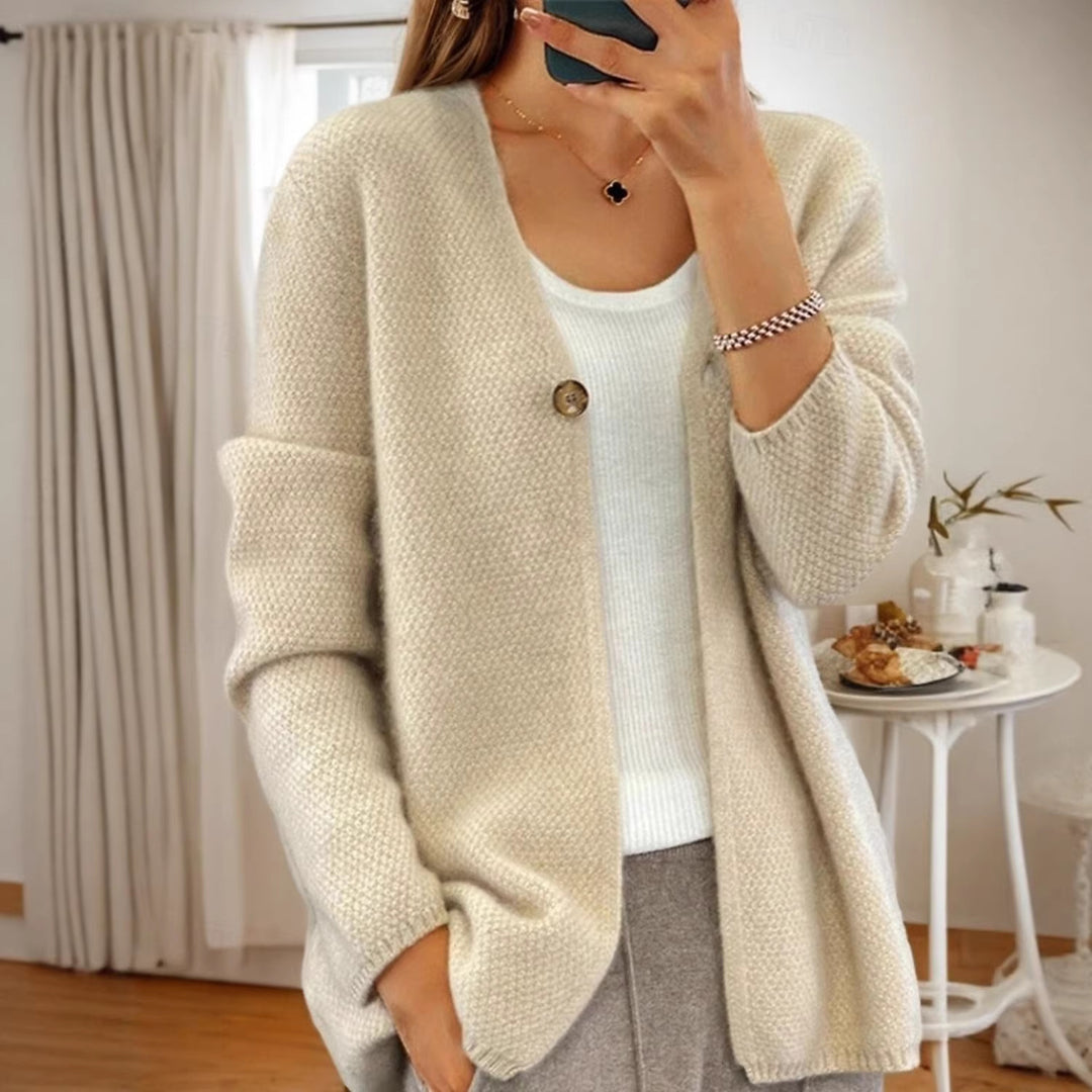 Damen nan strukturierter Strickcardigan mit V-Ausschnitt und verdeckter Knopfleiste EB