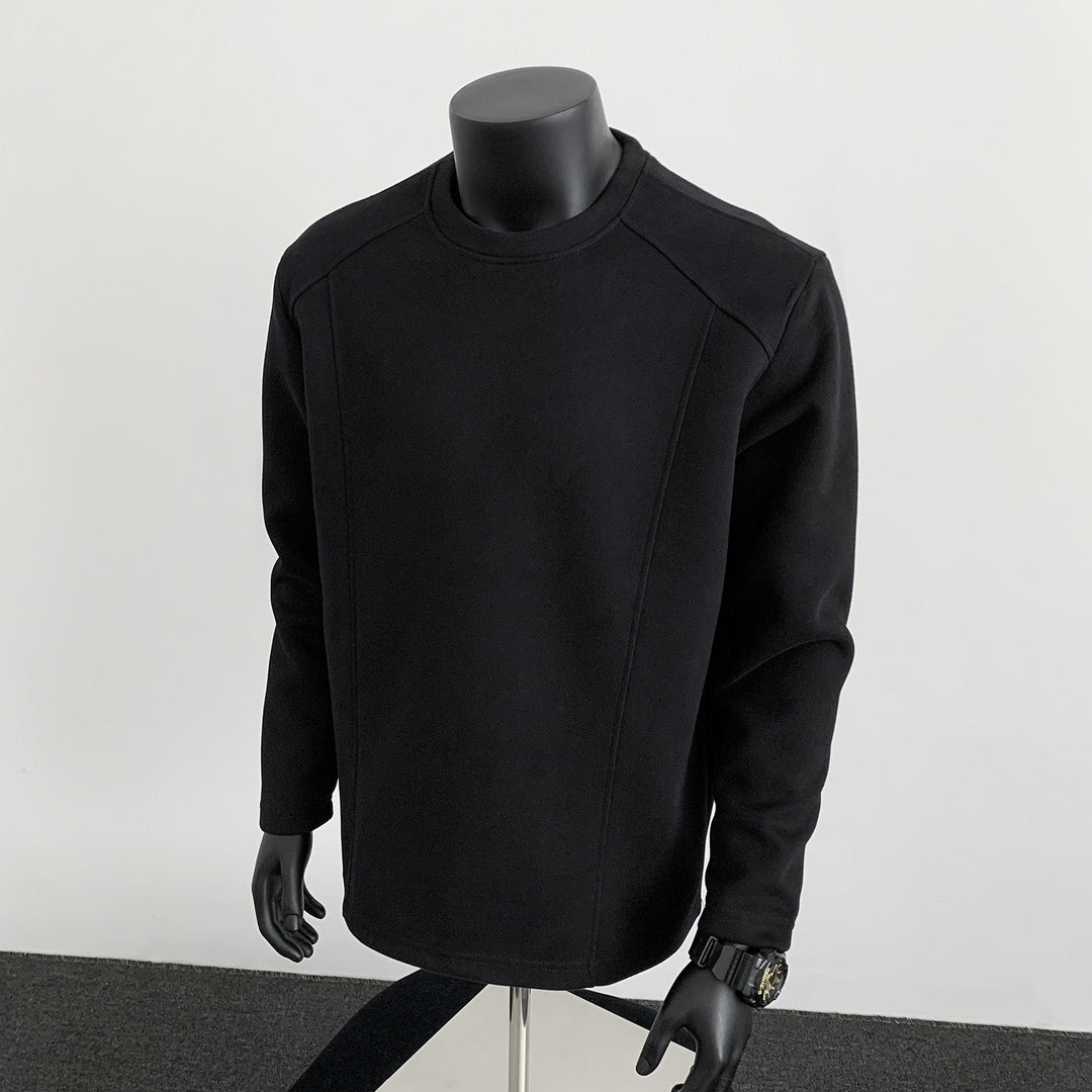 Herren nan taillierter Rundhals-Sweater aus dichtem Sweatstoff mit flachen Ziernähten und Raglanärmeln EB