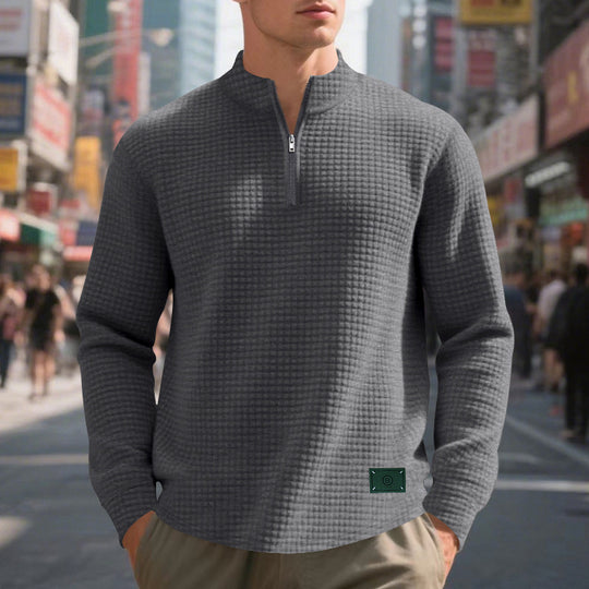 Herren Stepppullover mit modernem Reißverschluss und strukturiertem Design EB