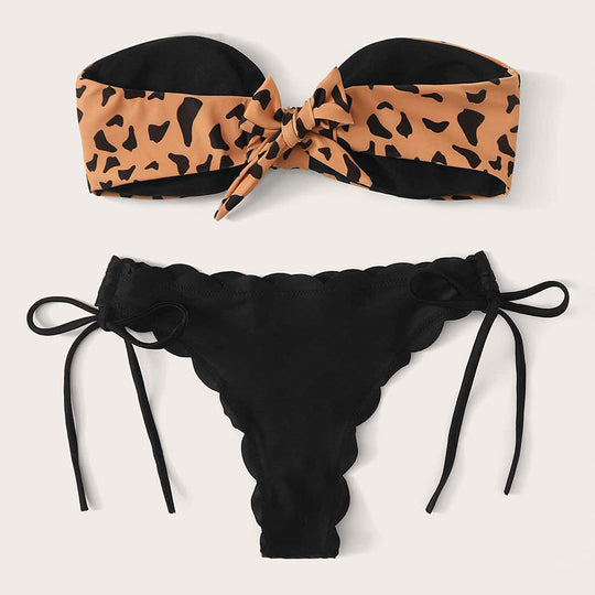 Damen Bandeau-Bikini mit verstellbaren Trägern und Rüschen EB