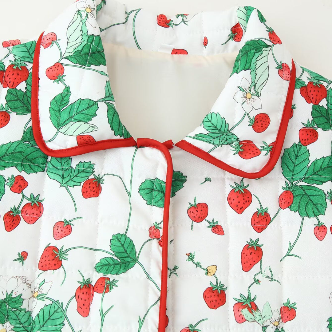 Damen gestepptes Trend-Jackett mit Erdbeer-Muster EB