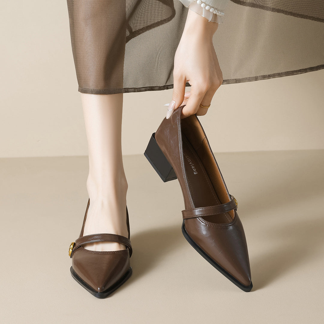 Damen elegante Pumps mit modischer Schnallenverzierung EB