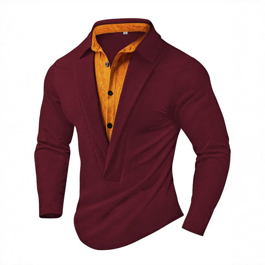Herren Elegantes Langarmhemd mit modernem Kragen und texturiertem Design EB
