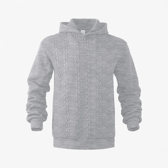 Herren nan Kapuzenpullover im Stricklook mit Zopfmuster und geripptem Saum EB