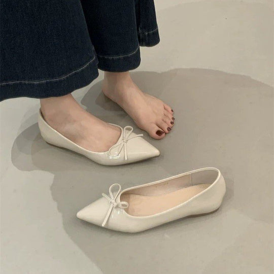 Damen spitze Ballerinas mit dekorativer Schleife und komfortablem Fußbett EB