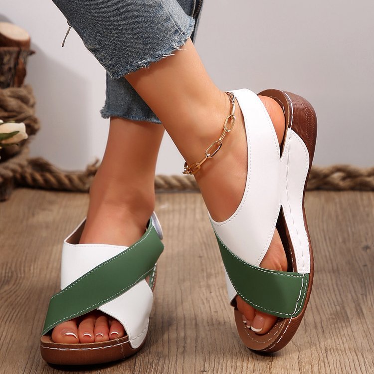 Damen Komfort-Slingback-Sandalen mit gepolstertem Fußbett und Klettverschluss EB