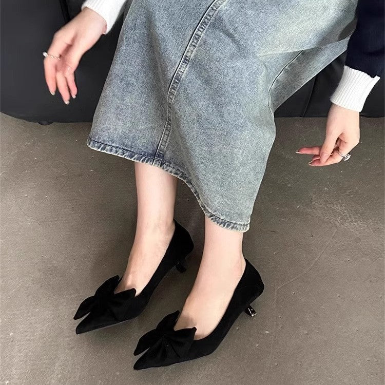 Damen elegante Pumps mit verspielten Schleifenverzierungen EB