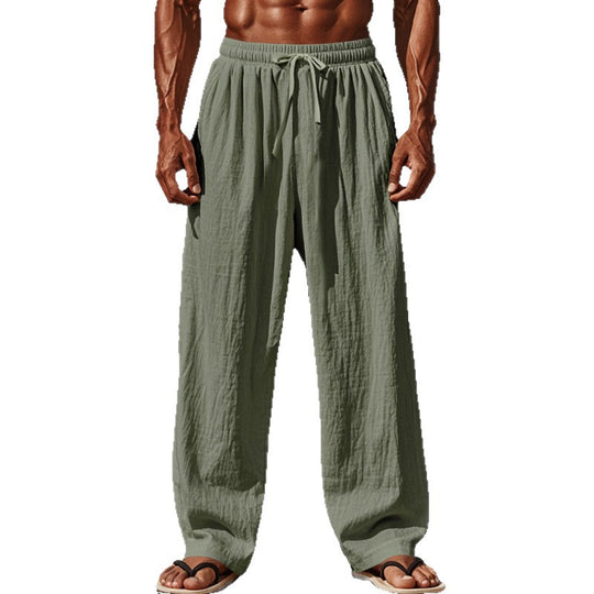 Herren nan leichte Leinenstrandhose mit Tunnelzug und weitem Bein EB