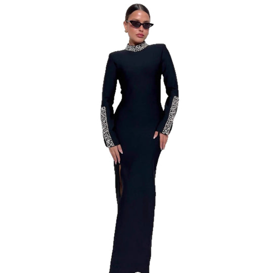 Damen Elegantes Abendkleid mit schimmernden Details und hohem Schlitz EB
