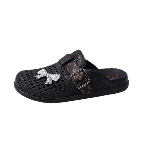 Damen Komfortable und modische Clogs mit dekorativem Schleifen-Detail EB
