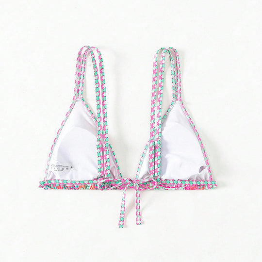 Damen Triangel-Bikini-Oberteil mit buntem Muster EB