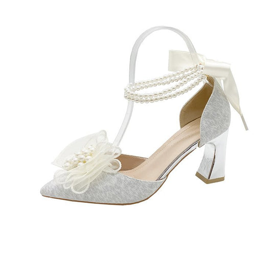 Damen elegante Slingback-Pumps mit floralem Schmuckdetail EB