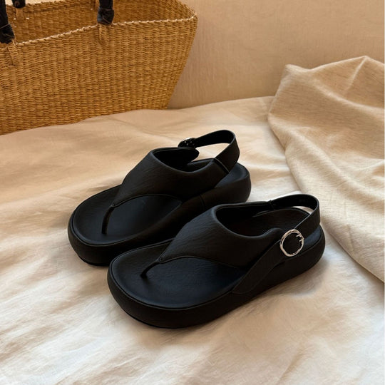 Damen modische Zehentrenner-Sandalen mit elegantem Riemendesign und rutschfester Sohle EB