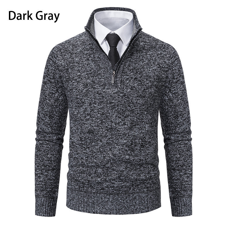 Herren Strickpullover mit modernem Reißverschluss und strukturiertem Design EB