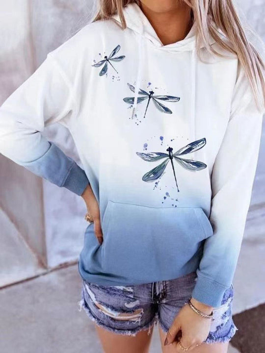 Damen Halloween Kapuzenpullover mit Kürbis- und Katzenprint, Paillettenbesatz und Oversize-Schnitt EB