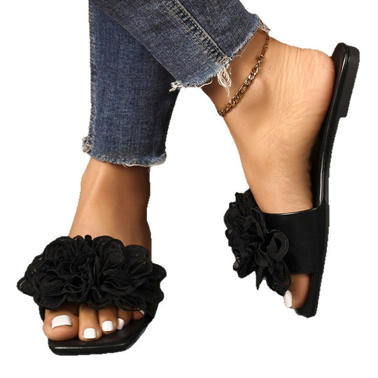 Damen Sandalen mit aufwendigen Blumenverzierungen EB