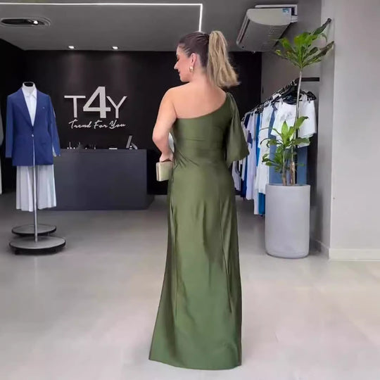 Damen Maxikleid mit asymmetrischem Design und seitlichem Schlitz EB