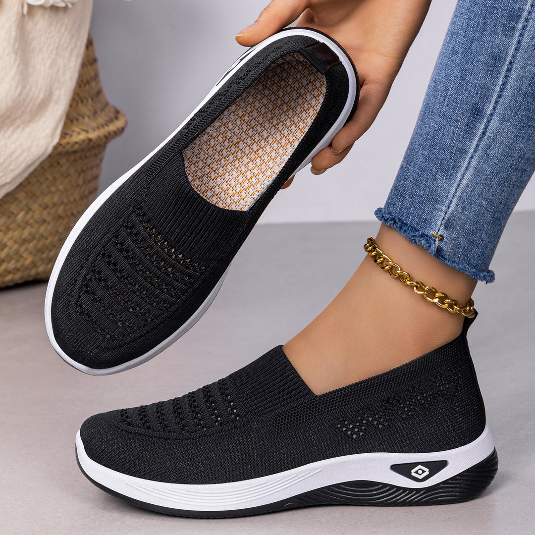 Damen Bequeme und atmungsaktive Slip-On Sneakers mit elastischem Obermaterial EB 1774525960