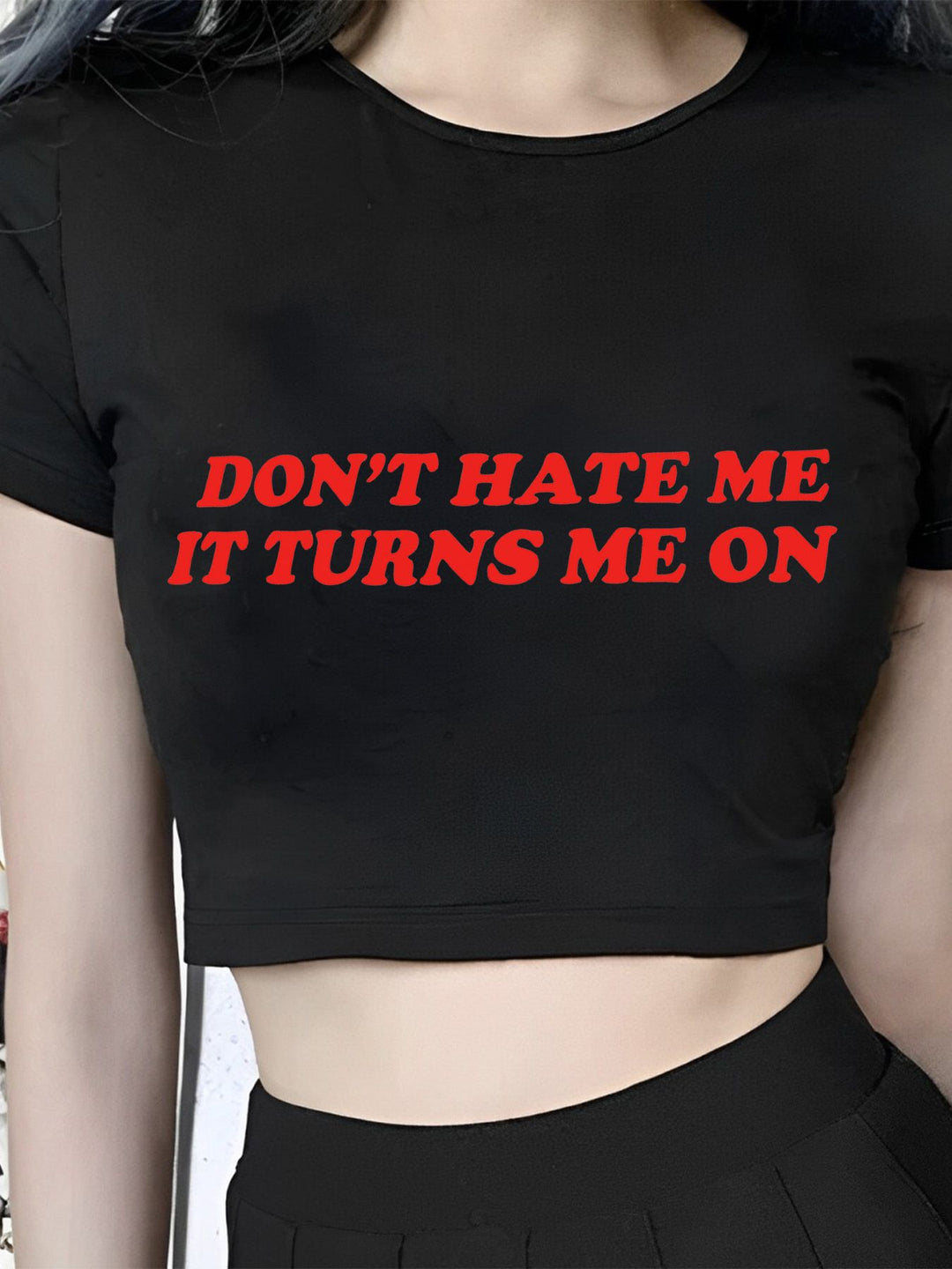 Damen Crop-T-Shirt mit inspirierendem Statementdruck EB