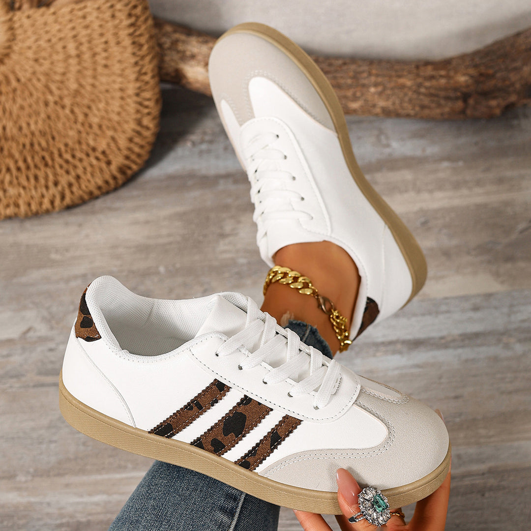 Damen Sneakers im trendigen Design mit Leopardenmuster und komfortablem Fußbett EB