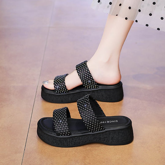 Damen Bequeme Wedge-Pantoletten EB