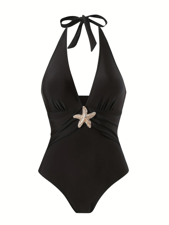 Damen Halterneck Bademode mit transparentem Pareo EB