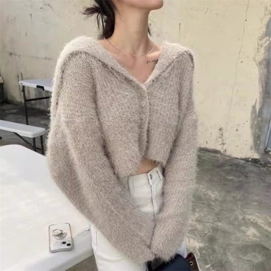 Damen lässiger Pullover mit tiefem V-Ausschnitt und strukturiertem Maschenmuster EB