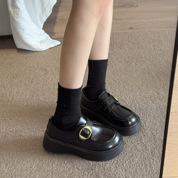 Damen moderne Chunky Loafers mit dekorativer Schnalle und rutschfester Sohle EB