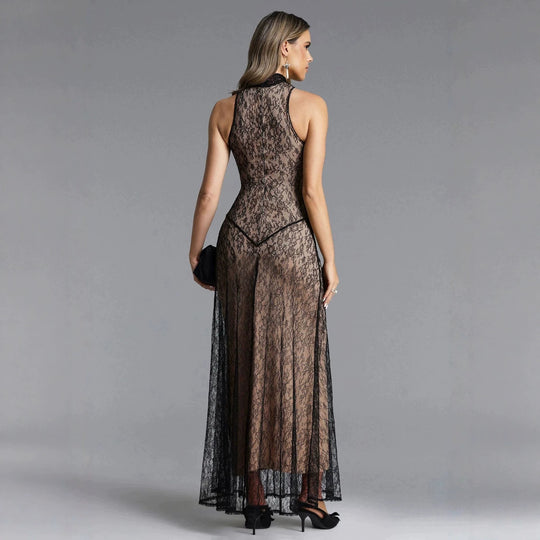 Damen Spitzen Abendkleid EB