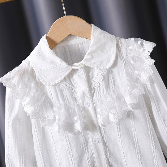 Mädchen Bluse mit eleganter Rüschendekoration EB