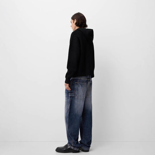 Herren nan lockere Carpenter-Jeans mit weitem Bein, tiefem Schritt und stonewashed Used-Optik EB