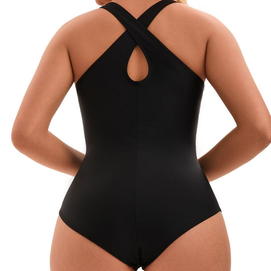 Damen Einteiliger Badeanzug mit figurformendem Schnitt und tiefem V-Ausschnitt EB
