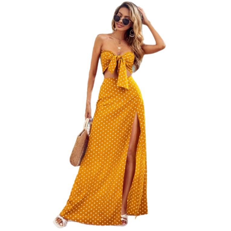 Damen Maxi Kleid mit tiefem V-Ausschnitt und modischem Schlitz EB