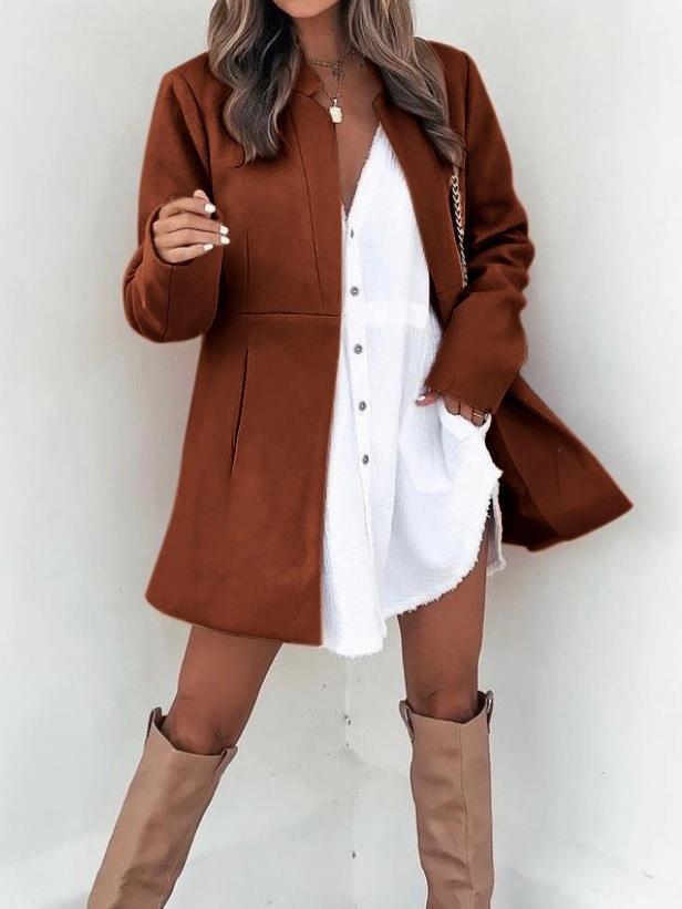 Damen Modische Übergangsjacke mit schlichten Linien und praktischen Taschen EB