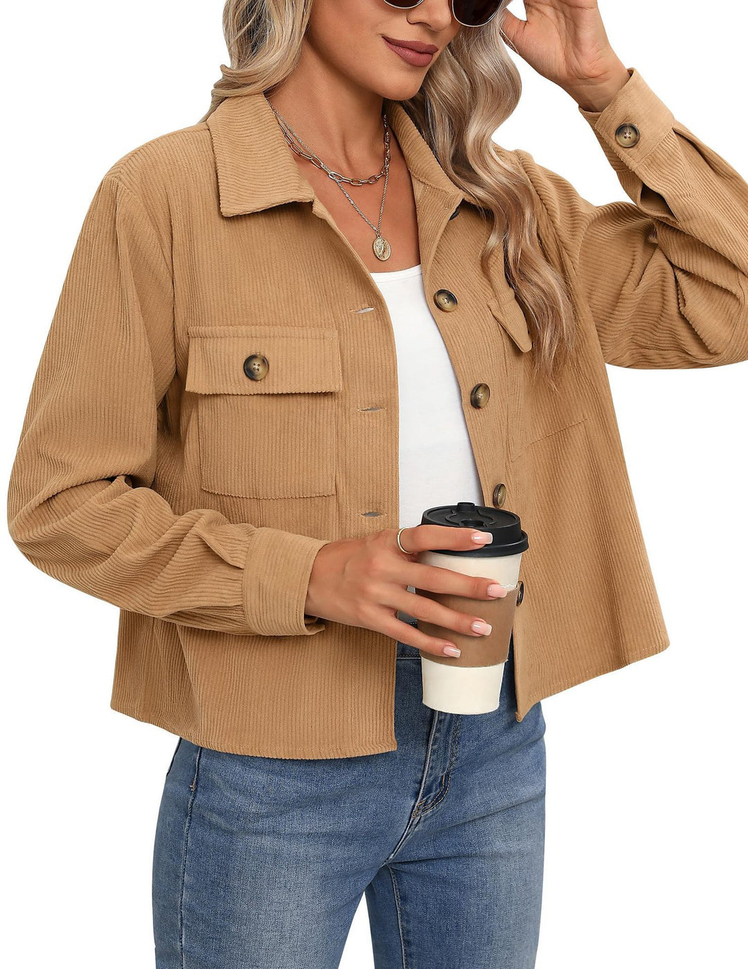 Damen Cordjacke mit praktischen Brusttaschen EB