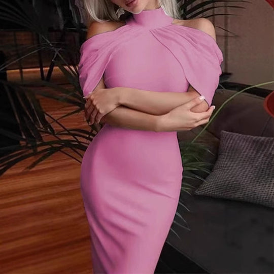 Damen Elegantes Maxikleid mit schulterfreiem Design und raffinierten Drapierungen EB