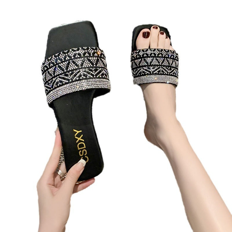 Damen Strass verzierten Hausschuhe EB