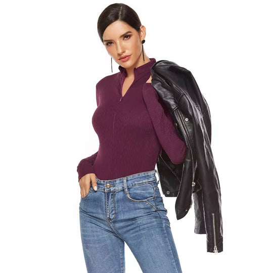Damen Langärmliger Bodysuit mit sportlichem Reißverschluss EB